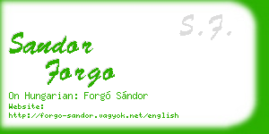 sandor forgo business card